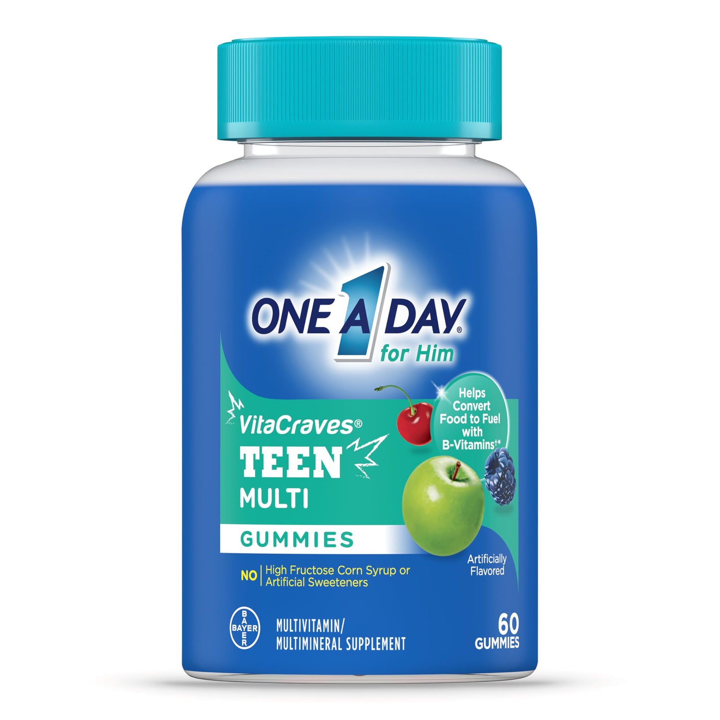 Botella de gomitas multivitamínicas One A Day para adolescentes.