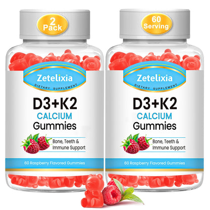 Botella gomitas sin azúcar vitamna D3 K2 Zetelixia frambuesa