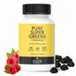 Botella de gomitas multivitamínicas Super Greens con sabor a frambuesa.