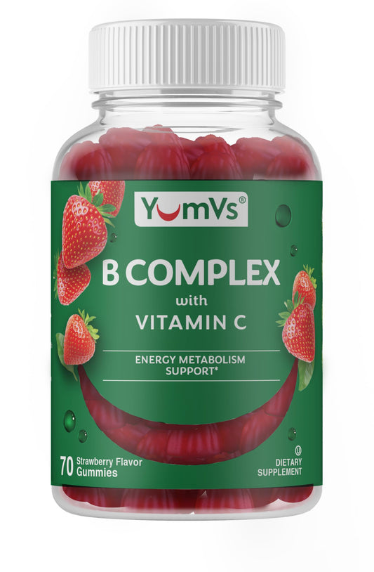 Botella gomitas vitamina B y C YumVs 70 unidades veganas sabor fresa