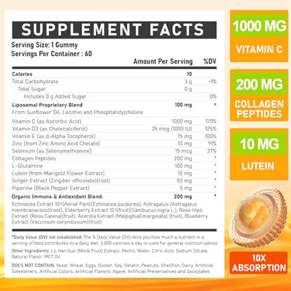 Botella de gomitas vitamina C, colágeno y zinc