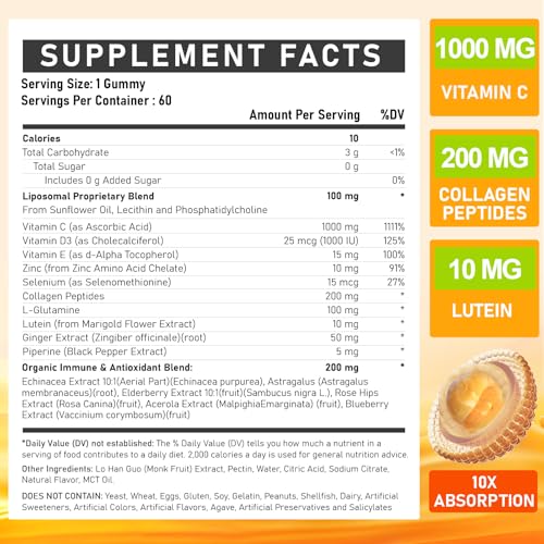 Botella de gomitas vitamina C, colágeno y zinc