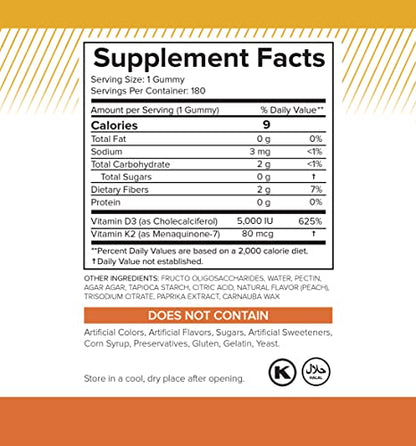 Botella gomitas vitamina D3 K2 Natural BioScience