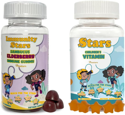 Botella de gomitas Vitastars para niños con vitaminas y saúco