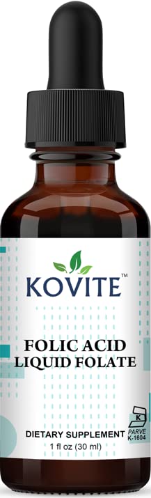 Botella de gotas ácido fólico Kovite 400 mcg vegetariano kos