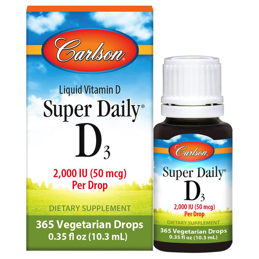 Botella gotas Carlson vitamina D3 2000 UI para salud diaria