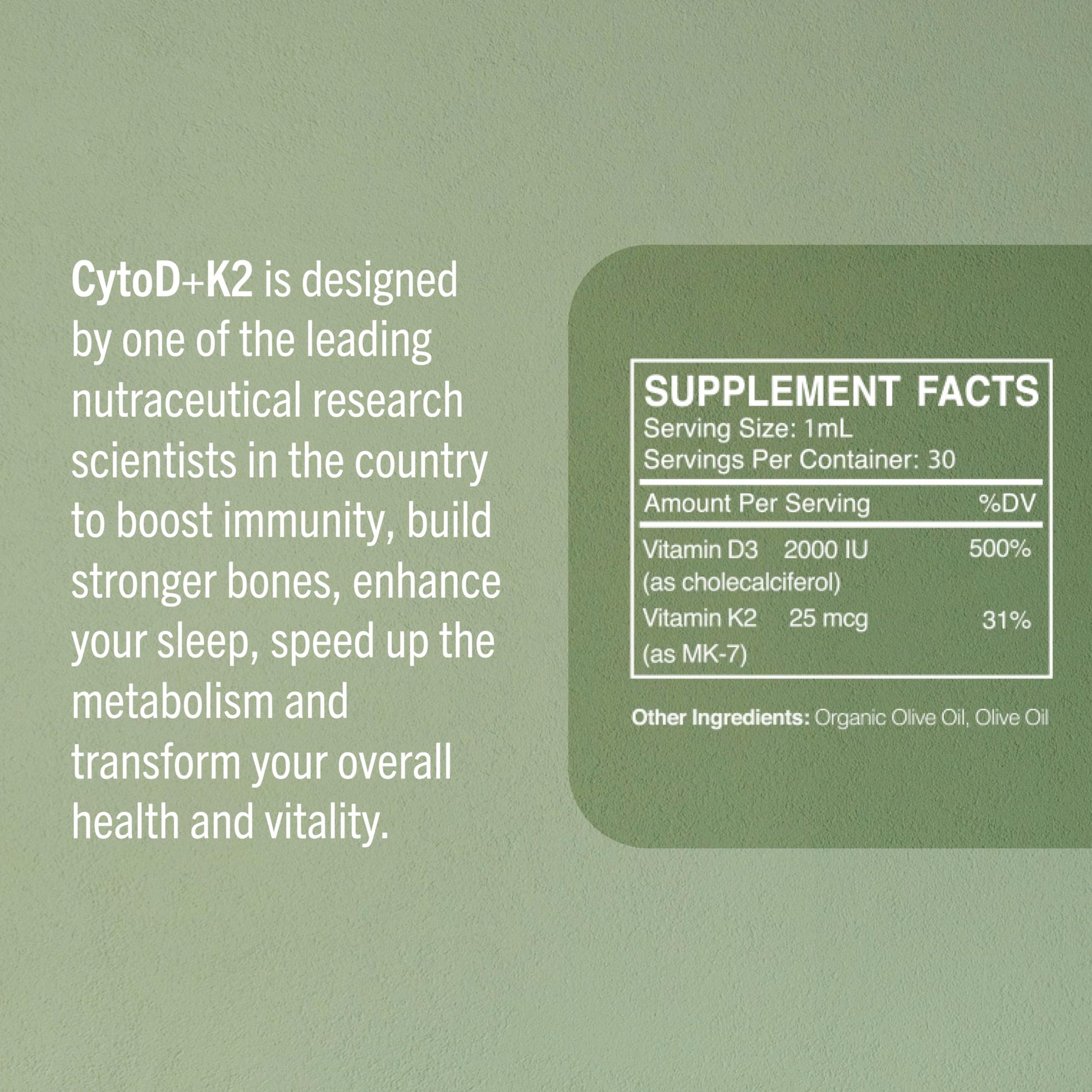 Botella gotas CytoD+K2 soporte inmunológico y salud ósea cardiovascular