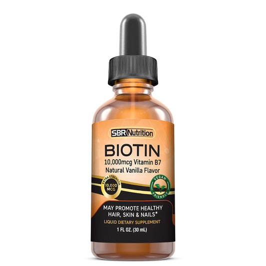 Botella de gotas liquidas biotina 10000mcg SBR Nutrition