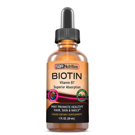 Botella de gotas líquidas de biotina sabor mezcla de bayas