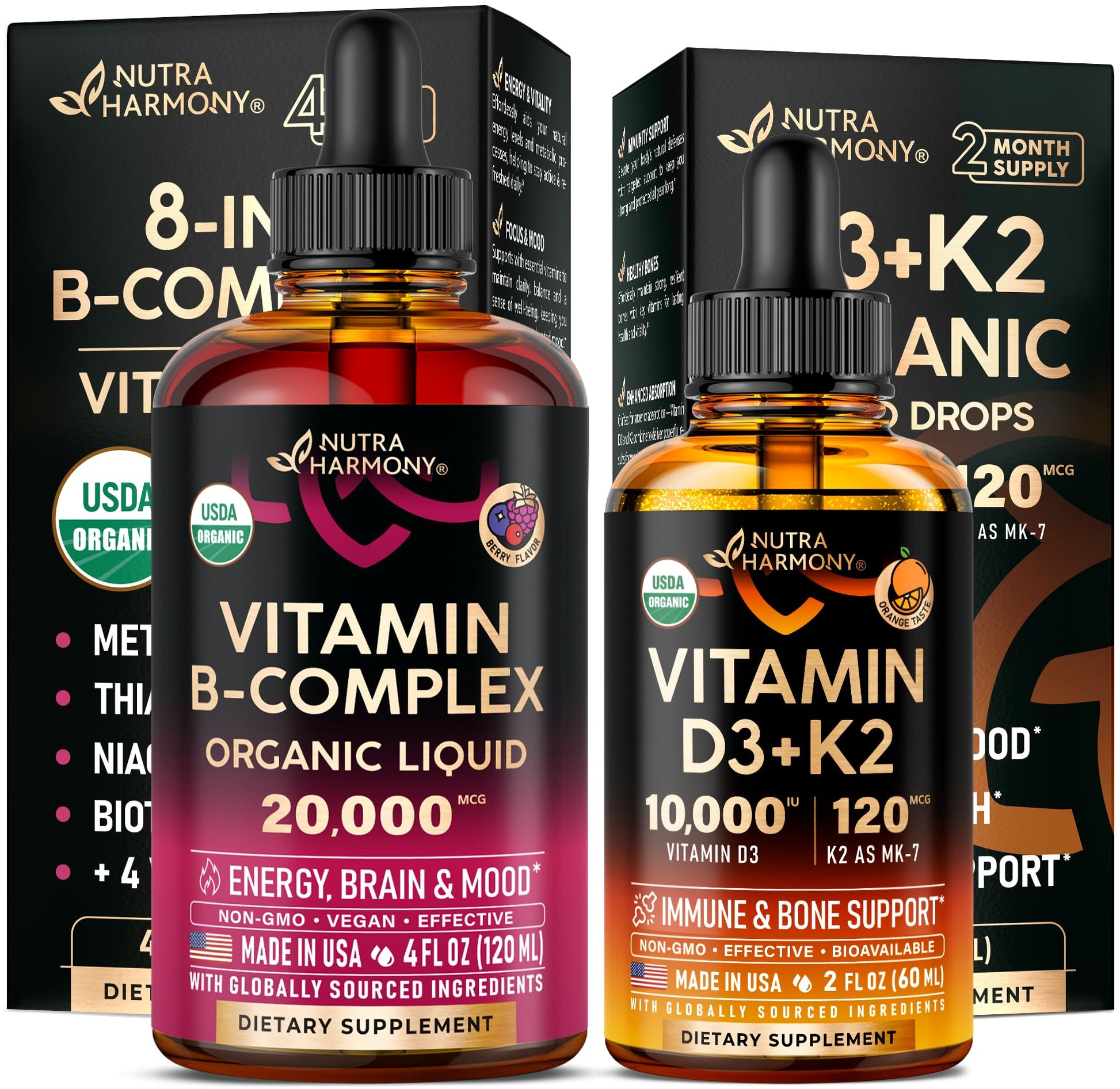 Botella gotas orgánicas complejo vitamina B Nutraharmony
