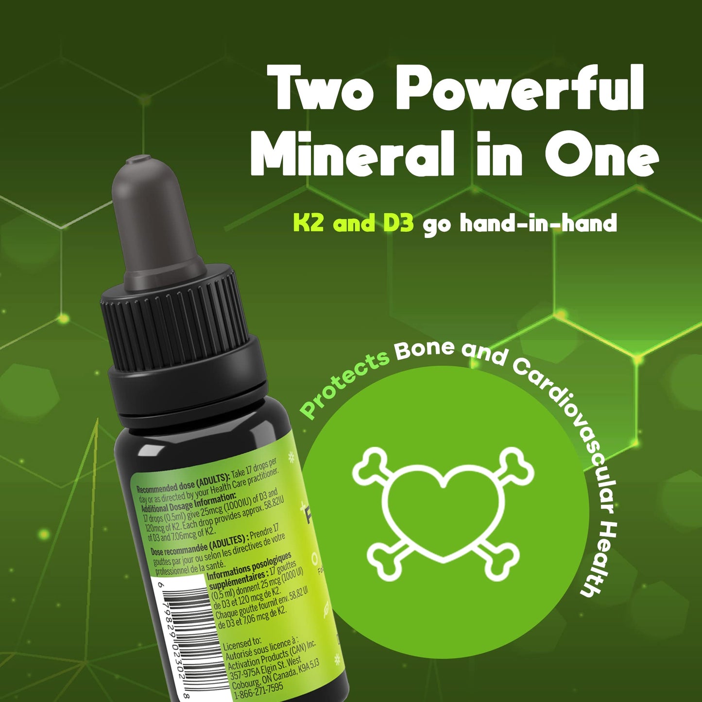 Botella gotas veganas vitamina D3 K2 ACTIVATION