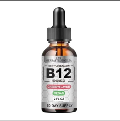 Botella gotas vitamina B12 metilcobalamina 5000mcg sabor cereza