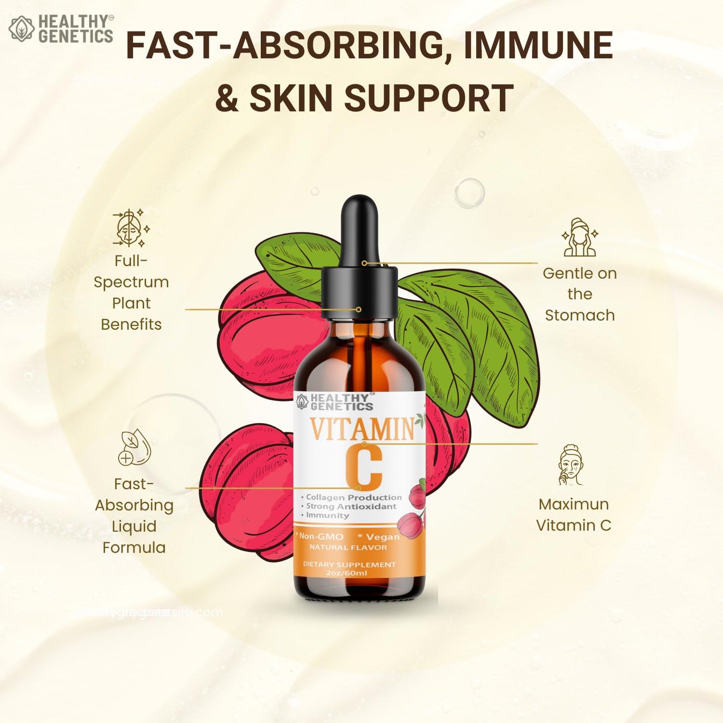 Botella Healthy Genetics Vitamina C líquida superfruta acerola