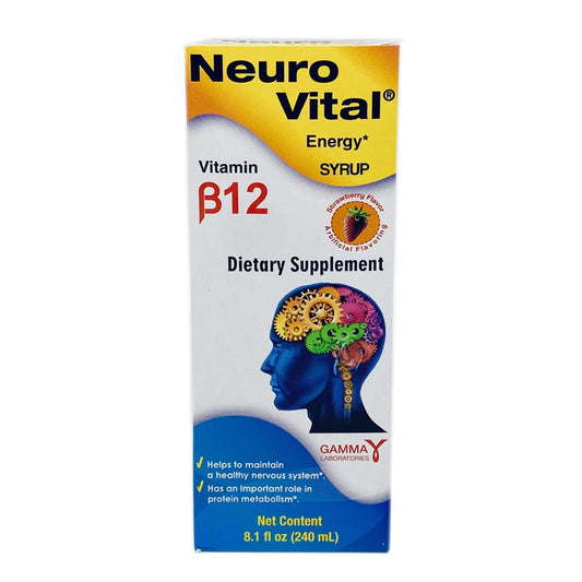 Botella de jarabe energético neuro vital b12 paquete de 120
