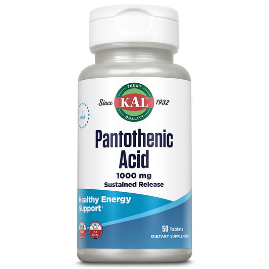 Botella KAL ácido pantoténico 1000mg 50 tabletas veganas