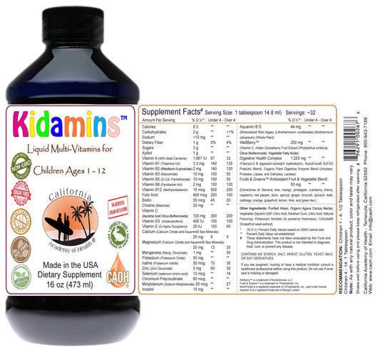 Botella de Kidamins multivitaminas líquidas para niños