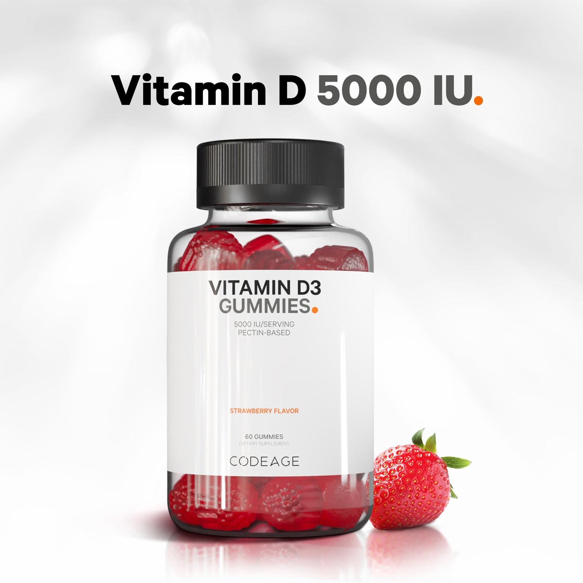 Botella lateral gominolas vitamina d3 Codeage para inmunidad