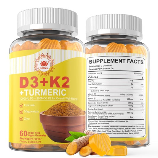 Botella LiliCare gomitas veganas Vitamina D3 K2 120 unidades
