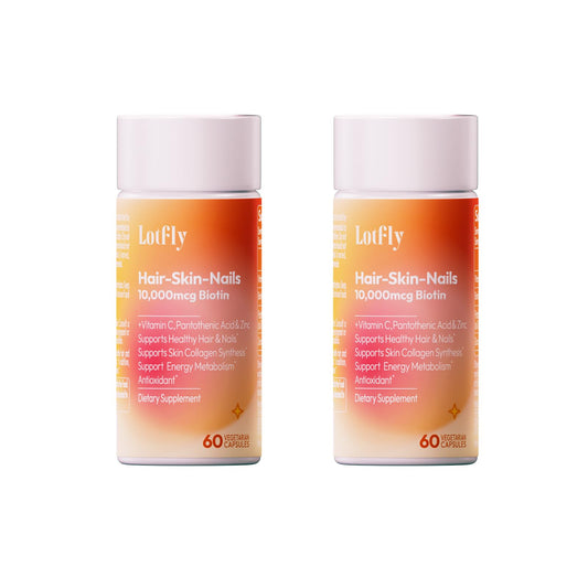 Botella LOTFLY 120 cápsulas biotina para cabello y uñas