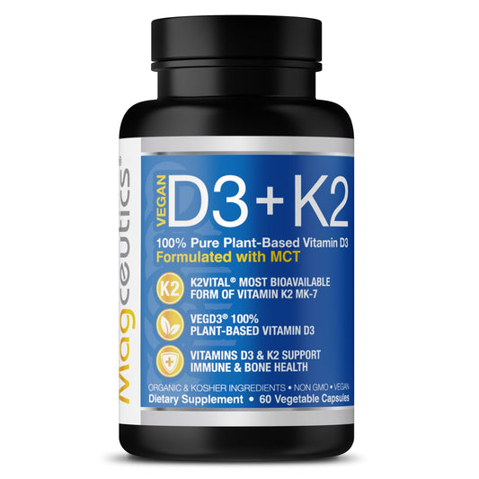 Botella Magceutics vitamina D3 K2 con MCT 60 cápsulas veganas