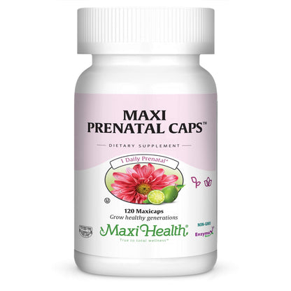 botella maxi health cápsulas prenatales 120 unidades