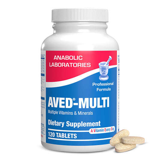 Botella de multivitaminas AVED-Multi para salud diaria