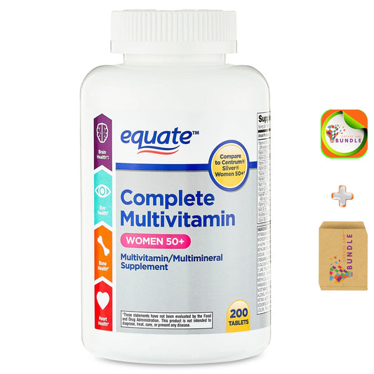 Botella de multivitaminas Equate Mujeres 50+ 200 comprimidos