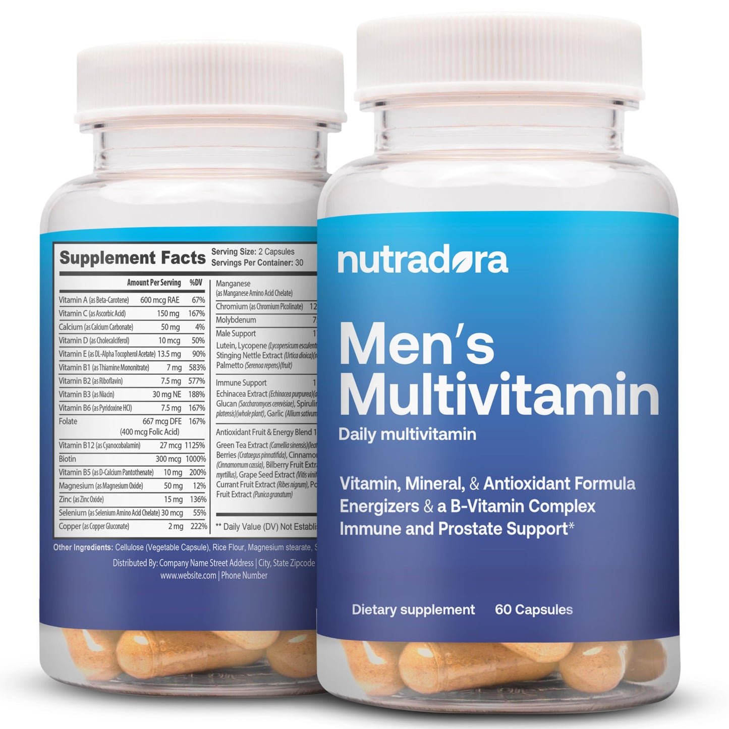 botella de multivitaminas hombre Nutradora