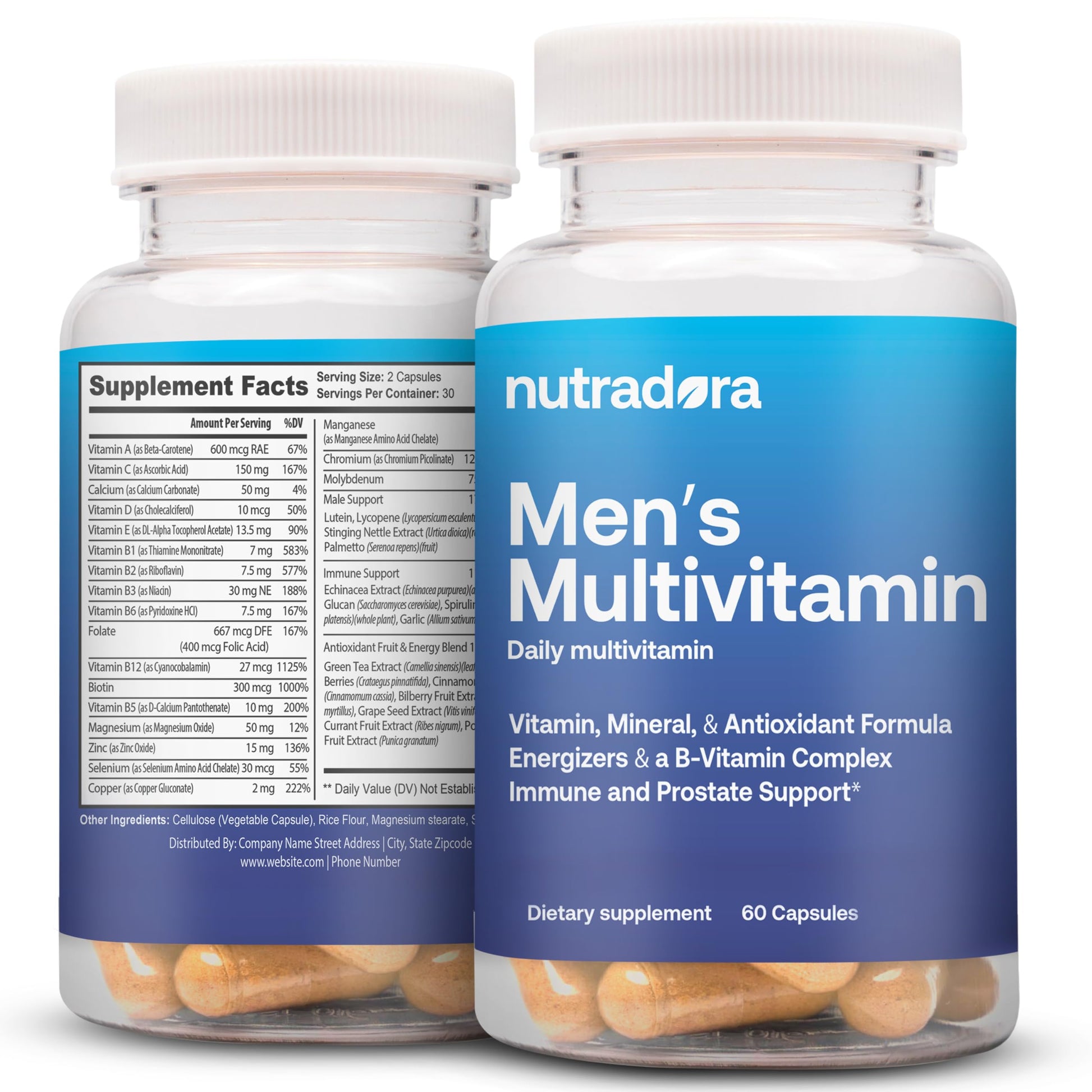 botella de multivitaminas hombre Nutradora