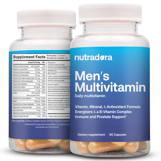 botella de multivitaminas hombre Nutradora