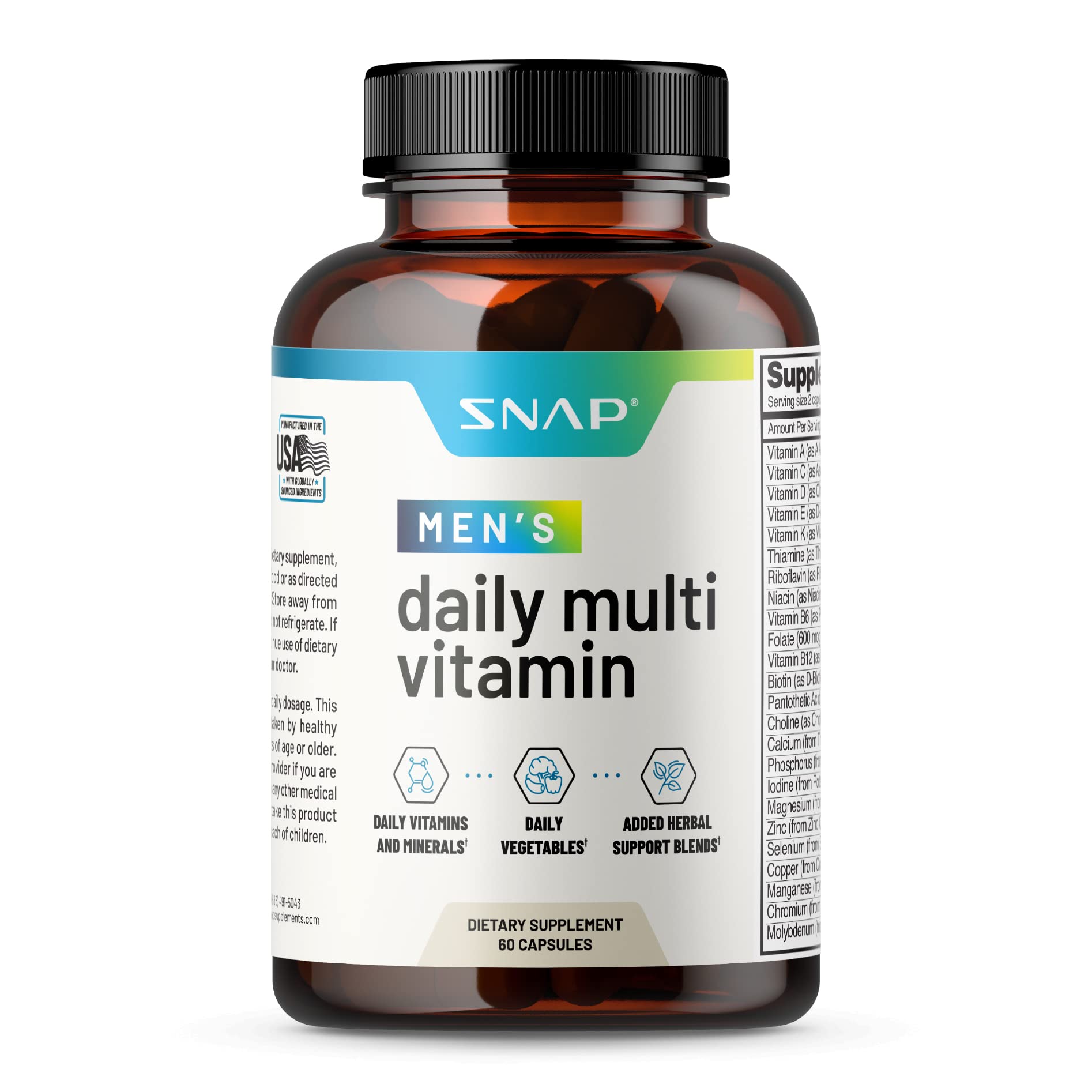 Botella de multivitaminas para hombres Snap Supplements