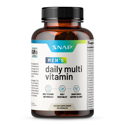 Botella de multivitaminas para hombres Snap Supplements