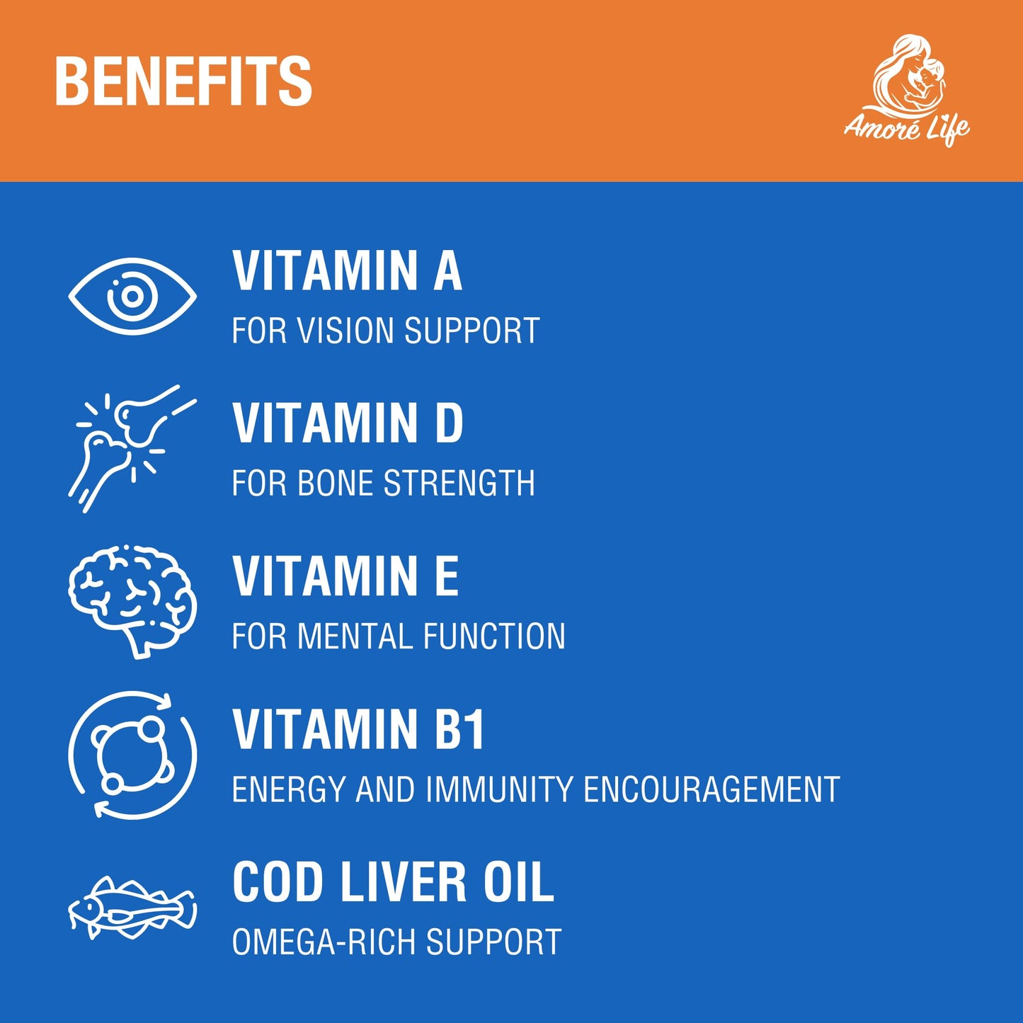 Botella de multivitaminas líquidas Amore Life para niños