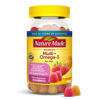 botella multivitaminas mujeres nature made omega-3 80 gomitas