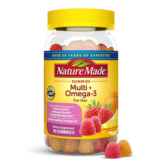 botella multivitaminas mujeres nature made omega-3 80 gomitas