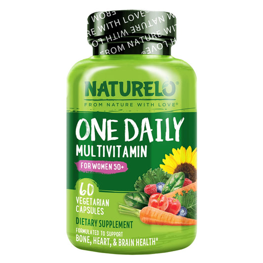 Botella de multivitaminas NATURELO para mujeres mayores de 50 años