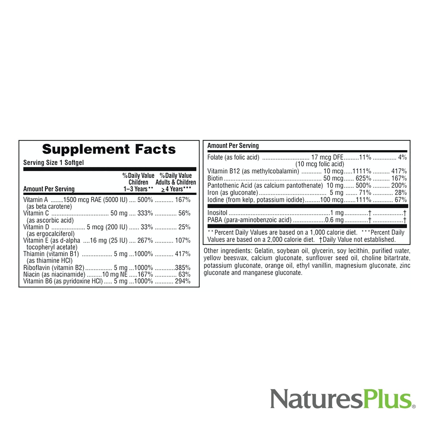 Botella multivitaminas NaturesPlus Vita-Gels