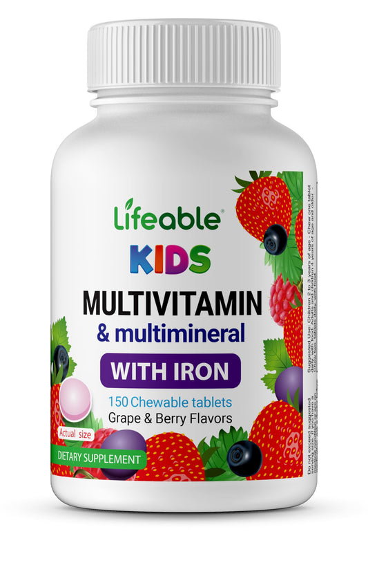 Botella de multivitaminas para niños Lifeable sabor uva y baya