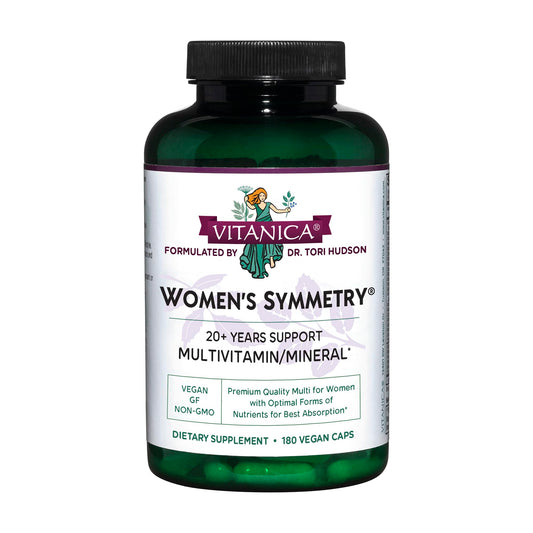 Botella de multivitaminas Vitanica para mujeres.