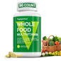 Botella de multivitamínico de alimento completo VEGEPOWER fondo blanco.