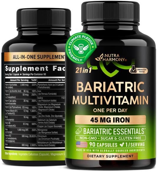 Botella multivitamínico bariátrico 21 en 1 con hierro 45 mg