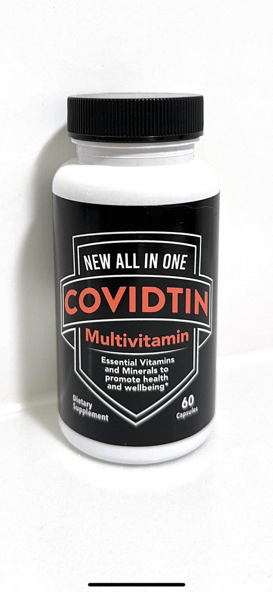 Botella de multivitamínico COVIDTIN, 60 cápsulas.