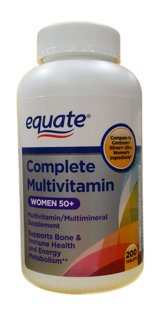 Botella de multivitamínico Equate para mujeres mayores de 50 años.