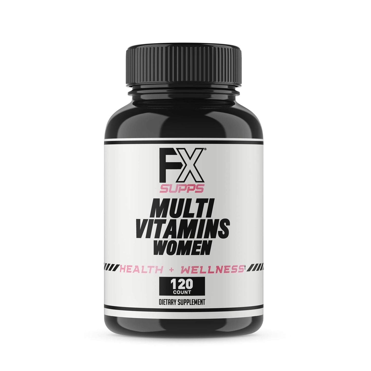 Botella de multivitamínico FXSUPPS para mujeres.