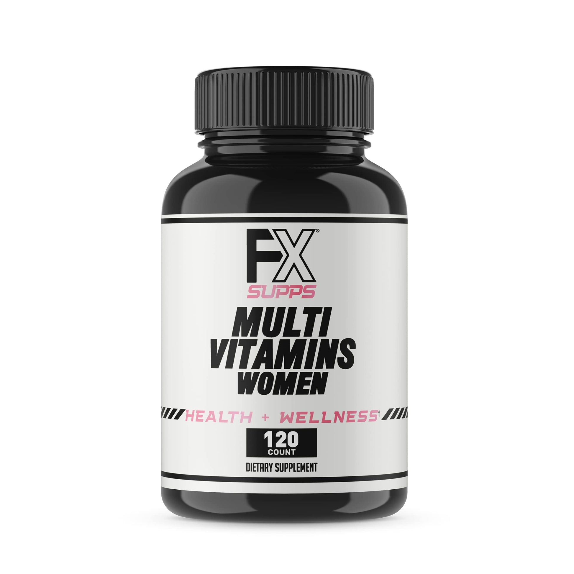 Botella de multivitamínico FXSUPPS para mujeres.