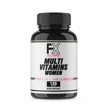 Botella de multivitamínico FXSUPPS para mujeres.