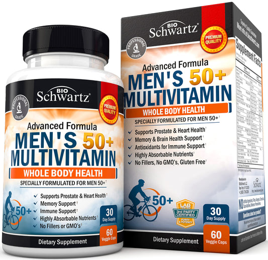Botella de multivitamínico para hombres 50+ de BioSchwartz