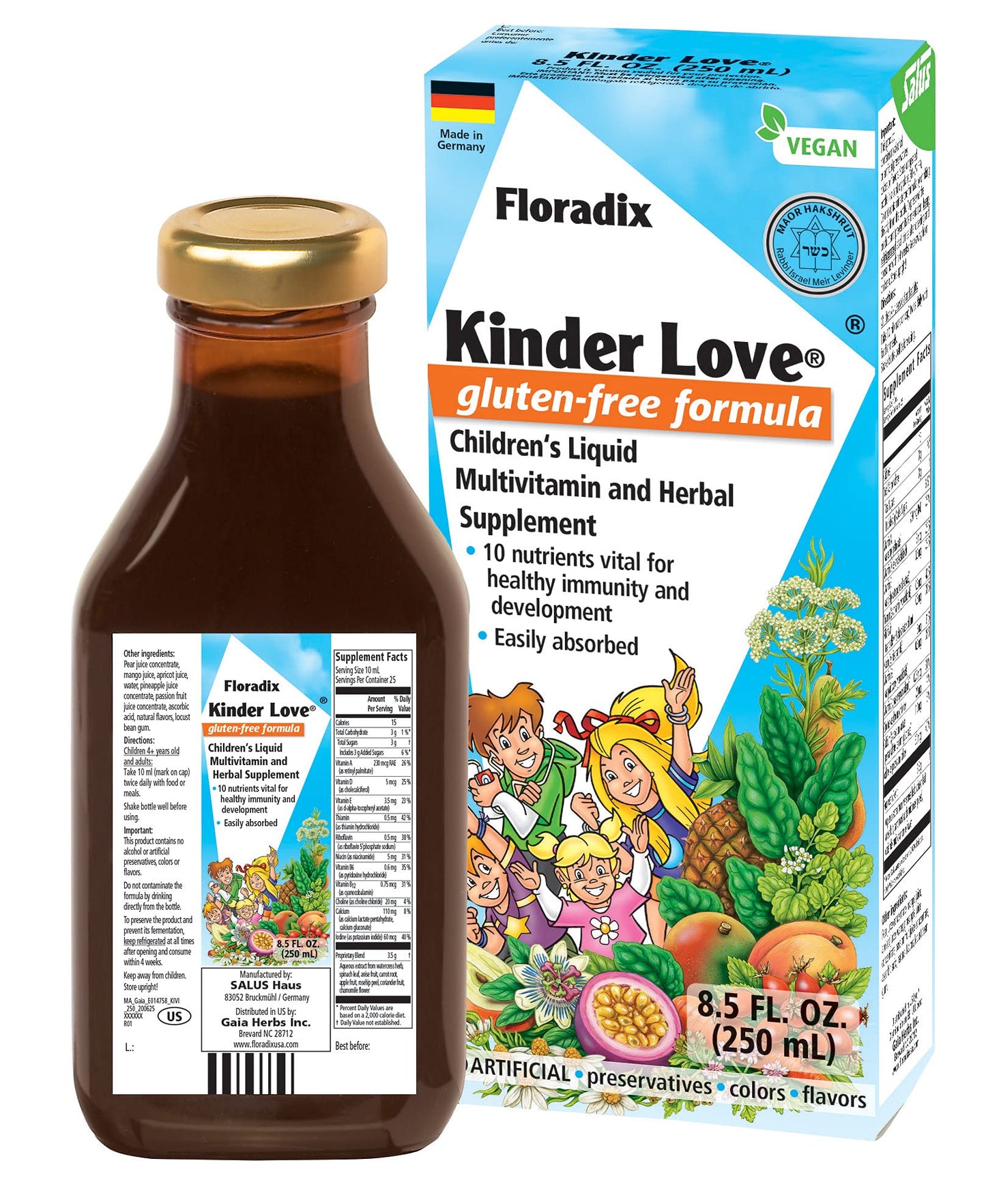 Botella de multivitamínico líquido Kinder Love de Floradix