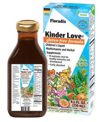 Botella de multivitamínico líquido Kinder Love de Floradix