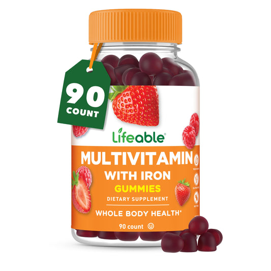 Botella de multivitamínico Lifeable sabor a bayas.